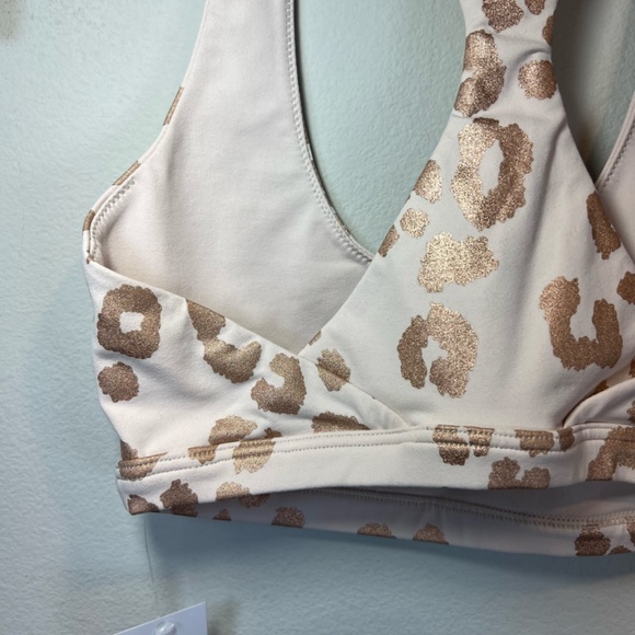Spiritual Gangster Womens Racerback Sports Bra Peach Gold Animal Print NEW Small - Picture 9 of 13